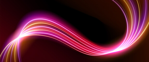 Vibrant Light Trails on Dark Backdrop A Captivating Dance of Color and Energy in Modern Abstract Design