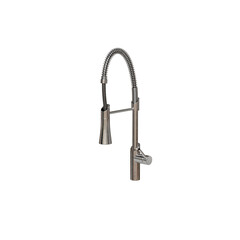 Flexible chrome kitchen faucet isolated on transparent background