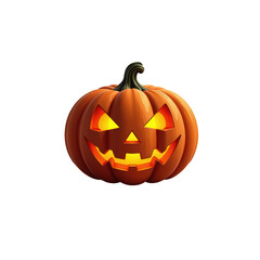 Glowing jack-o'-lantern with a carved face.