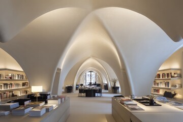 Obraz premium Interior view of a light-filled bookstore