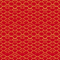 Red and gold fishscale pattern