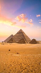 Pyramids at sunset