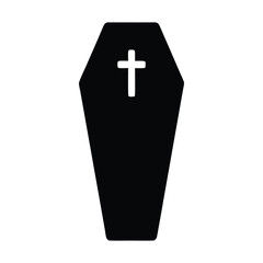 Obraz premium Black coffin with cross vector illustration for funeral death and burial design element isolated