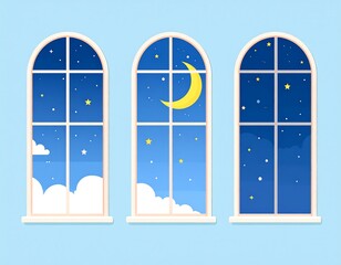 Three arched windows at night (3)