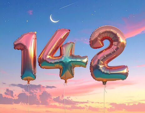 Rose gold balloons numeral sky