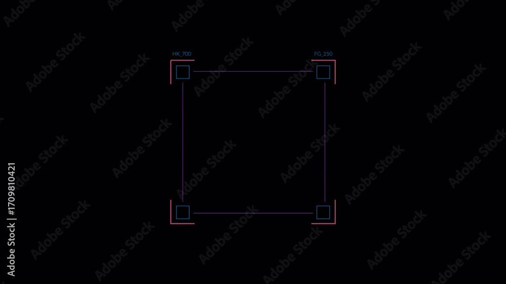 Poster abstract square shape with glowing lines on a black background, perfect for technology and science t