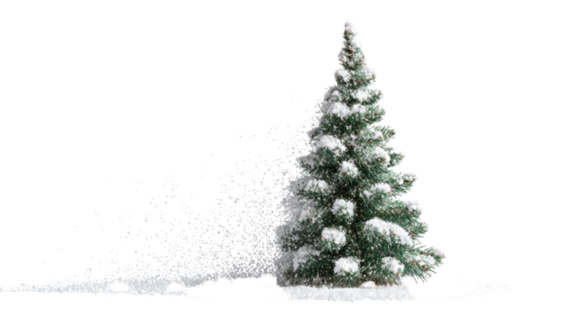 Mini Christmas tree with snow effectTransparent background, PNG file