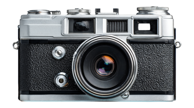 Mirrorless digital camera with retro style design,Transparent background, PNG file
