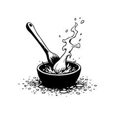 Mystical culinary splash in monochrome artistry delightful gastronomic expression captivating a