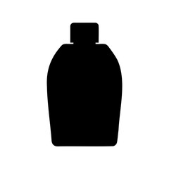 Monochromatic silhouette of a shampoo bottle or lotion container on white