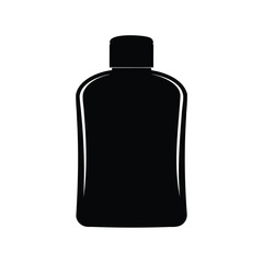 Black silhouette of a bottle for liquid soap or lotion on white