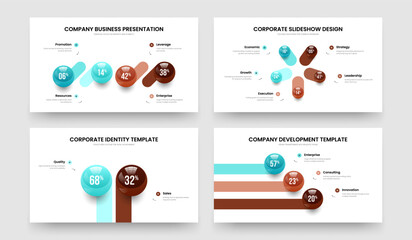 Financial Review Four Five Two Three Option Infographic Slideshow Template Vector Illustration Set. Digital Strategy 4 5 2 3 Step Diagram Slide Layout Bundle.