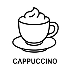 Cappuccino line icon in black and white