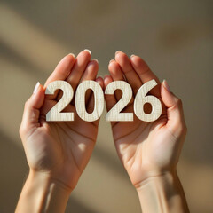 hand holding number of the year 2026.