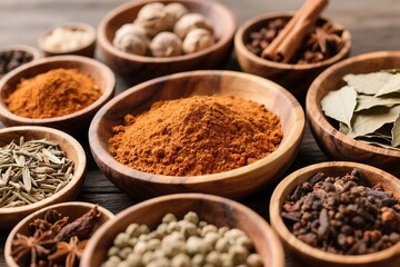 spices and herbs on white background