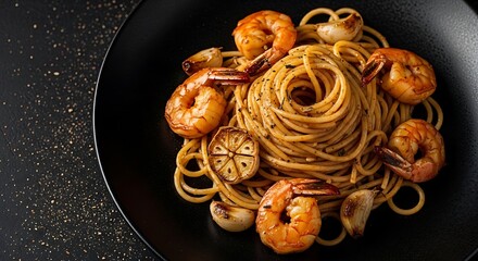 Delicious Garlic Shrimp Pasta Dish.