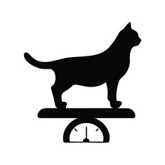 Black cat standing on a scale, a humorous feline weight control image
