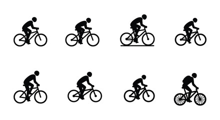 Obraz premium A collection of simple black bicycle silhouettes in varying poses