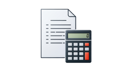 Isolated illustration of calculator and paper sheet for financial calculations and accounting