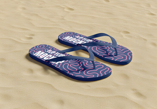 Flip Flop Mockup on Sand Background