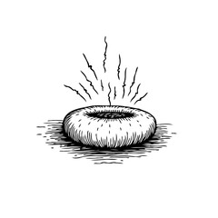 Stylized drawing of a steaming fluffy food item emanating aroma ready for consumption or a treat
