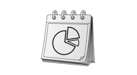 Isolated tear-off calendar with pie chart diagram, symbol of infographics statistics, business