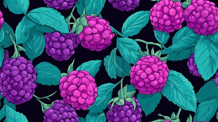 Seamless Pattern Blackberry Illustration