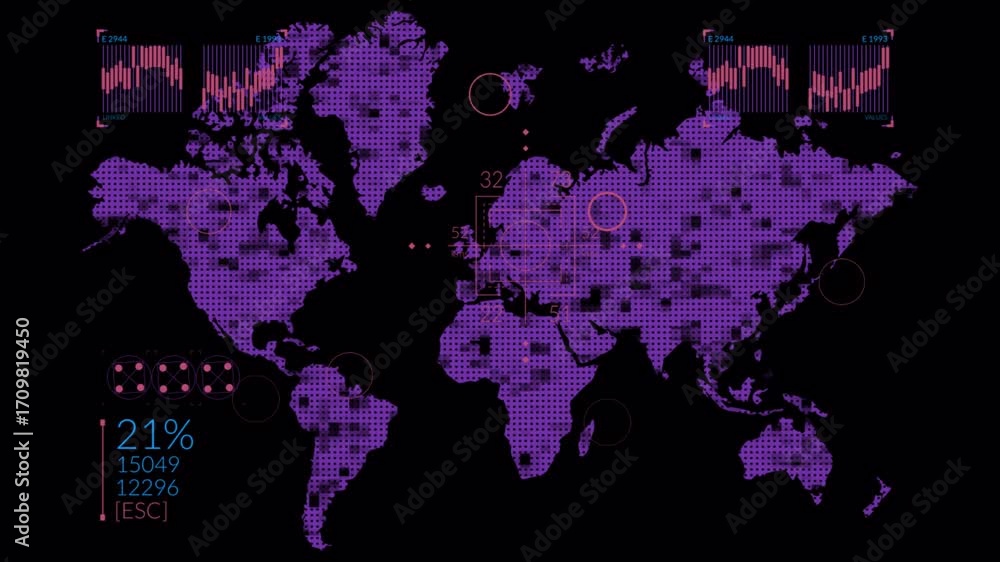 Poster global data visualization - worldwide network map.