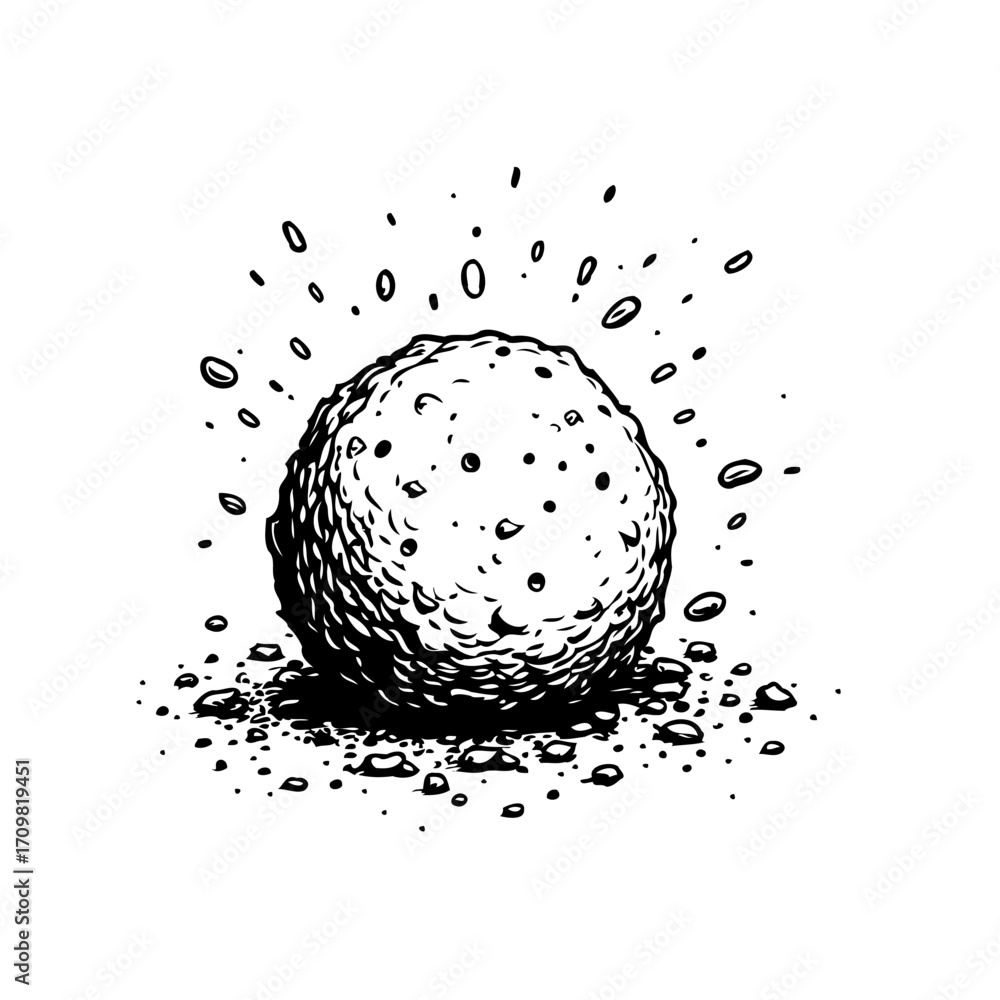 Aufkleber textured sphere graphic representation displaying depth with specks of small particles scattered