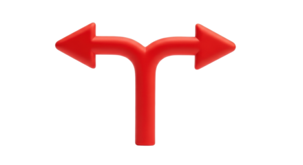 Isolated path choosing symbol with two arrows pointing in opposite directions, choice of ways