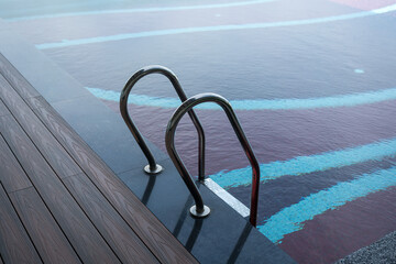 Swimming Pool Ladder with Wooden Decking