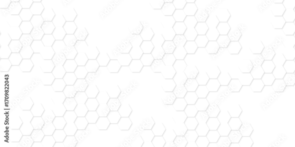 Poster abstract technology background vector white hexagon background. hexagon paper texture and futuristic