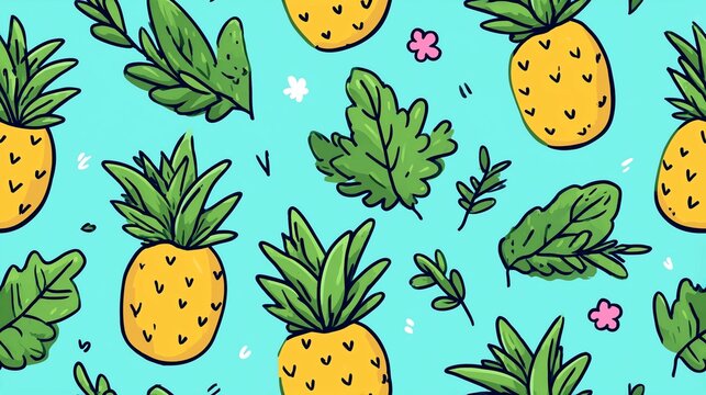Seamless Pattern Pineapple Illustration