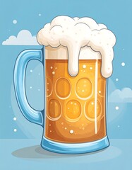 Cartoon beer mug with frothy head