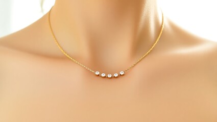 Elegant Five-Stone Necklace Delicate Gold Chain with Sparkling Accents