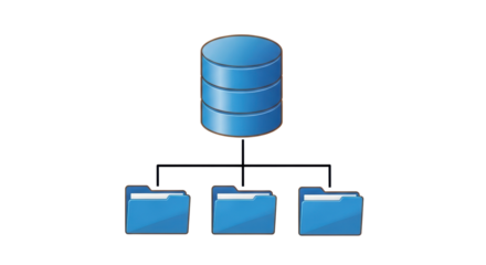 Isolated database connected to directories, folders, or files on computer system, storage