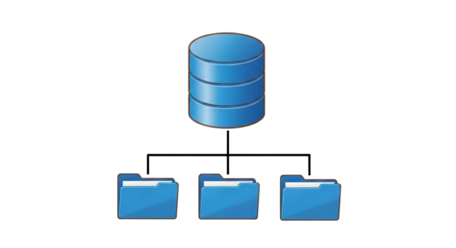 Isolated database connected to directories, folders, or files on computer system, storage
