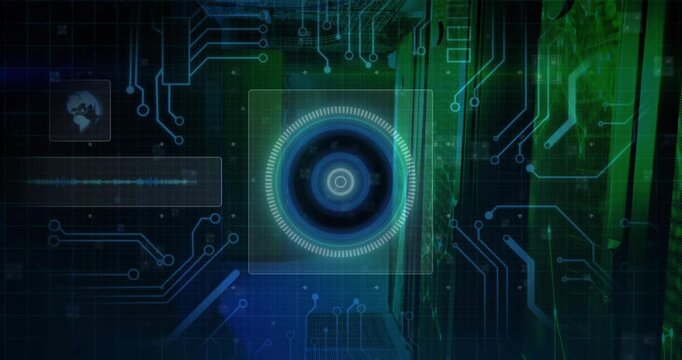 Grid fading starting outlines shifting frame forming reticle pulsing circuit tracing scan interface