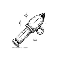 Whimsical sketch of an imaginative rocket ship with celestial sparkle and playful design for