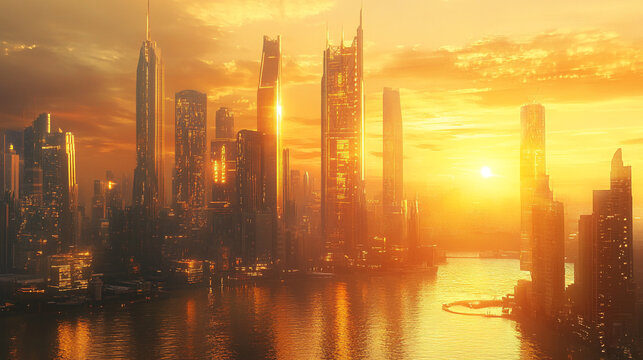 
Golden City at Sunset