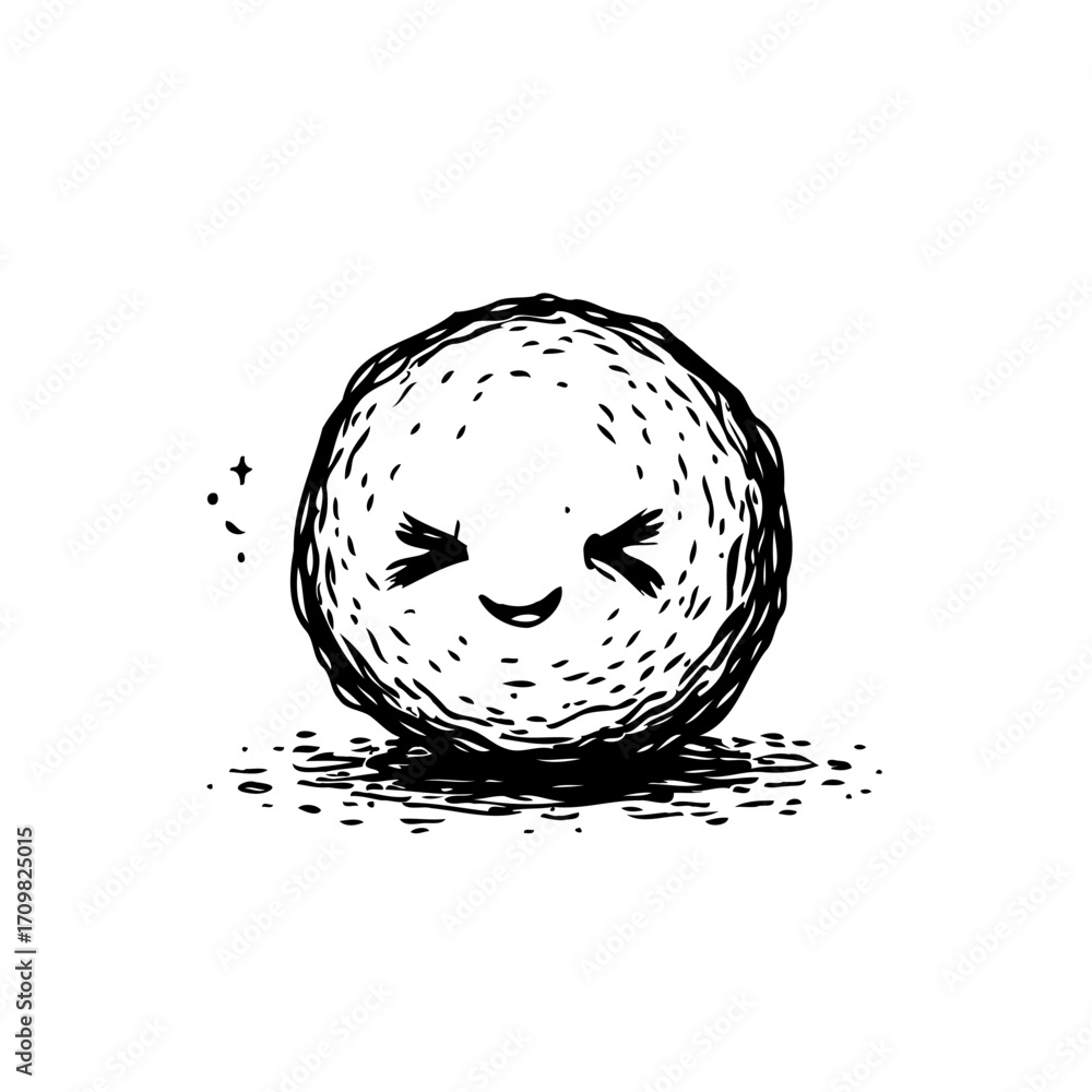 Aufkleber whimsical sphere character with simple sketch lines expressing joy and radiant charm created with