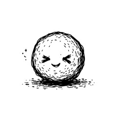 Whimsical sphere character with simple sketch lines expressing joy and radiant charm created with