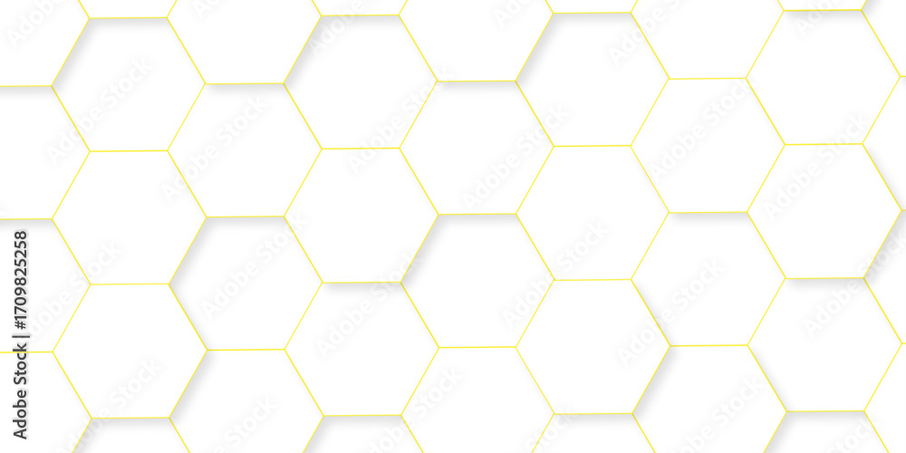 Poster abstract technology background vector white hexagon background. hexagon paper texture and futuristic