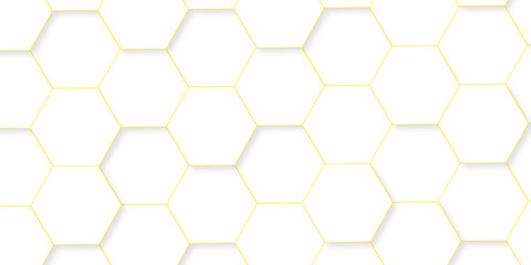 Abstract technology background vector white hexagon background. Hexagon paper texture and futuristic business. Surface polygon pattern with glowing hexagon grid cell texture.