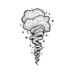 Whimsical vortex of swirling smoke illustration creating a magical and enchanting atmosphere with