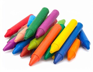 Scattered Crayons on White Surface
