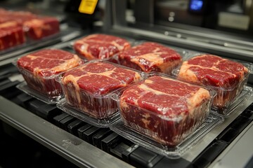 Automated packaging of meat products in a large food manufacturing plant
