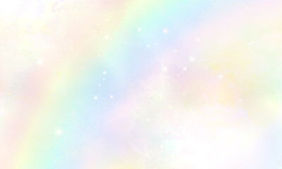 モヤと虹とキラキラした光の粒のイラスト