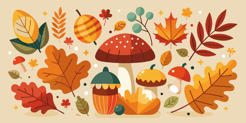 Harvest Time Autumn Elements Illustration