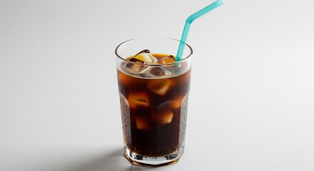 Verfrissende ijskoffie glas helder licht zomer. AI Generated